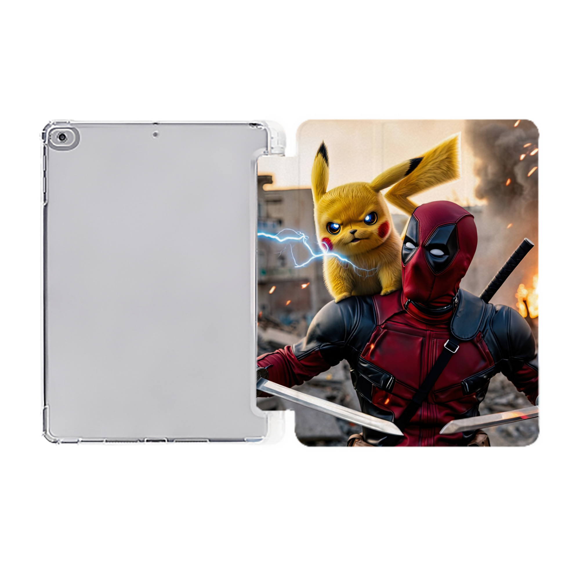 （画像用） Deadpool デッドプール IPad ケース ペン収納付き 三つ折りスタンド PUレザー×シリコン 対応機種9.5/10.5/10.9インチ